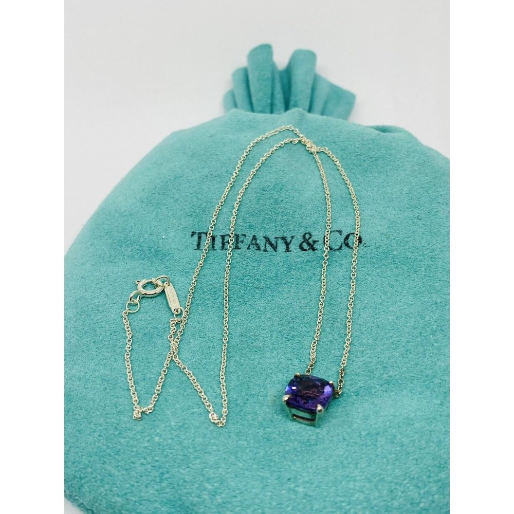 TIFFANY & Co Sparklers Amethyst Gemstone Necklace 1.5ct 15.5 Inches Pouch
